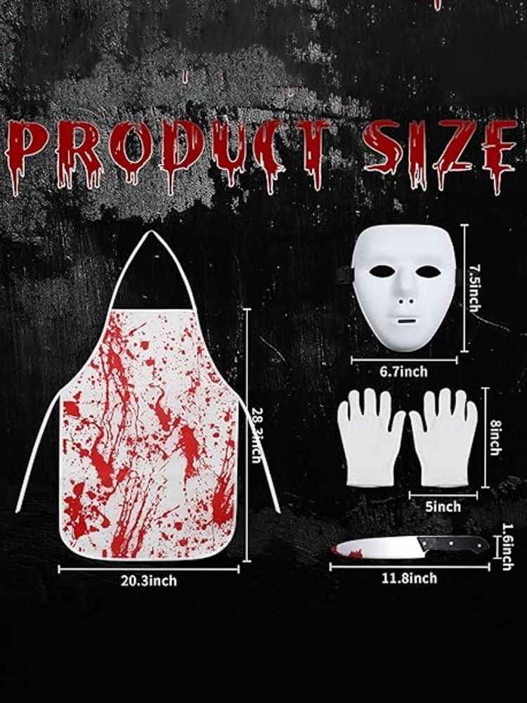 Cosplay Prop Knife - Halloween Bloody Chef Costume Set Mask