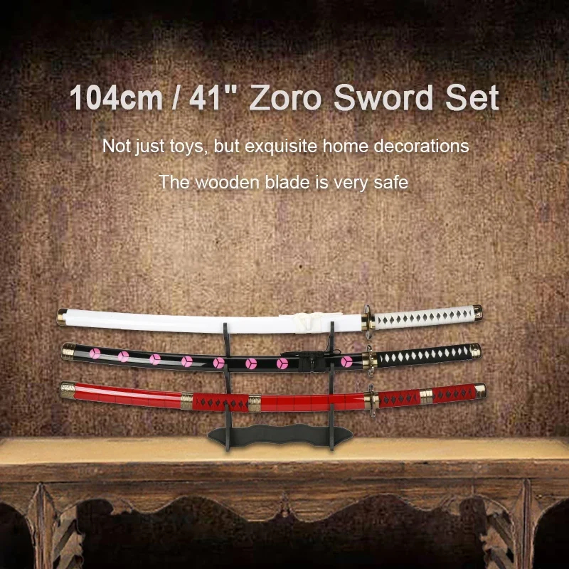 Cosplay Prop Katana - 2026 3-pcs Roronoa Zoro Swords 104cm